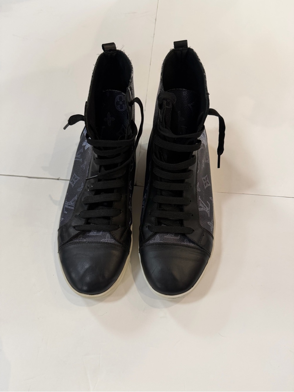 Louis Vuitton Men’s High-Top Sneaker — Black and Gray Monogram